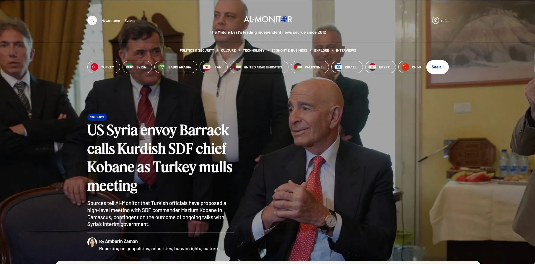 "المونيتور": واشنطن تطمئن "قسد" ولقاء مرتقب بين مسؤولين أتراك و"مظلوم عبدي" في دمشق